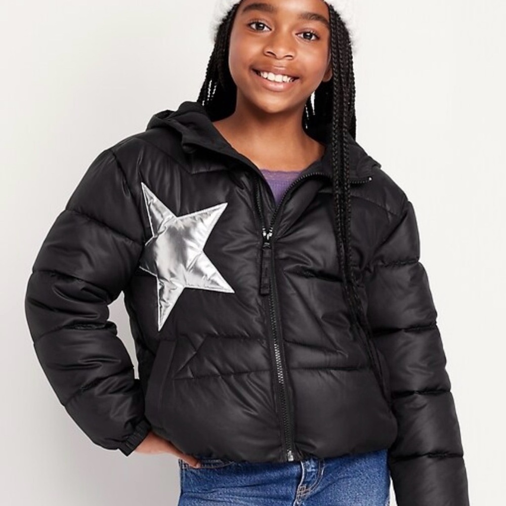 Girls' water resistant Puffer Jacket with Silver Star